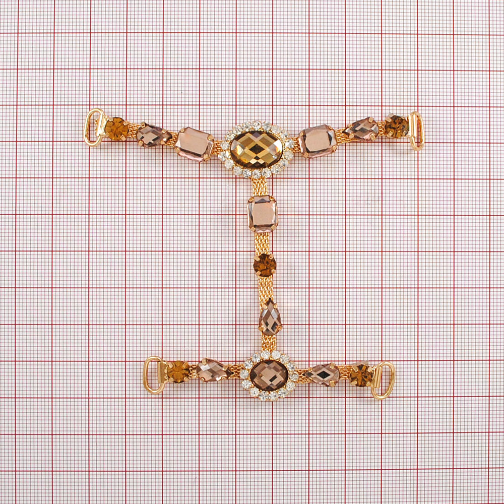 Укр.стекл.  HW-1695 перетяж. GOLD. Перетяжка металл со стразами