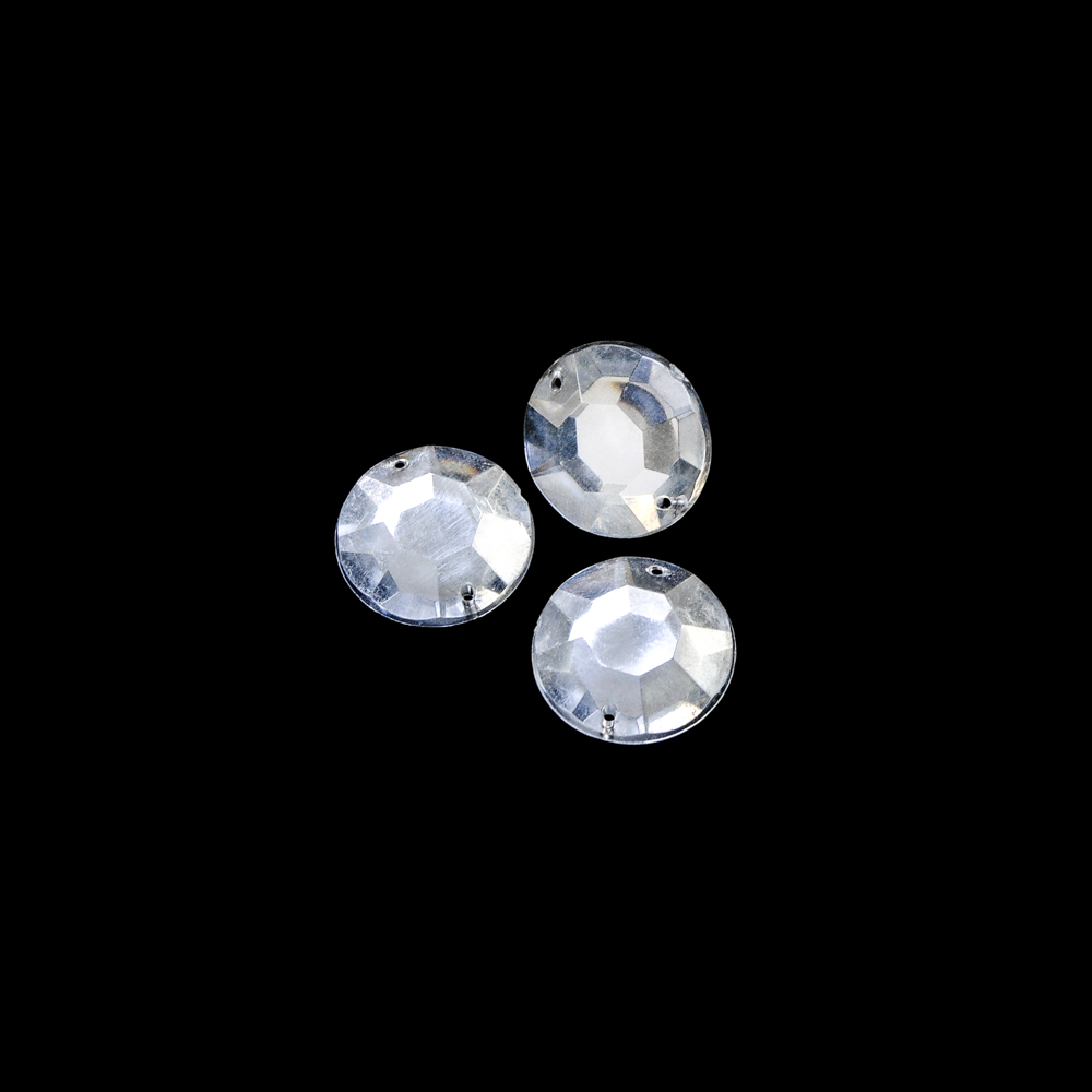 Стразы стекл. пришивн. №18  кругл. плоск. белый (18мм), 1тыс.шт. Стразы пришивные
