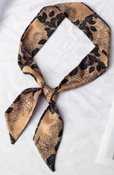 Шарф-галстук тканевый, 90*5см, светло-коричневый, черный, шт. Украшения