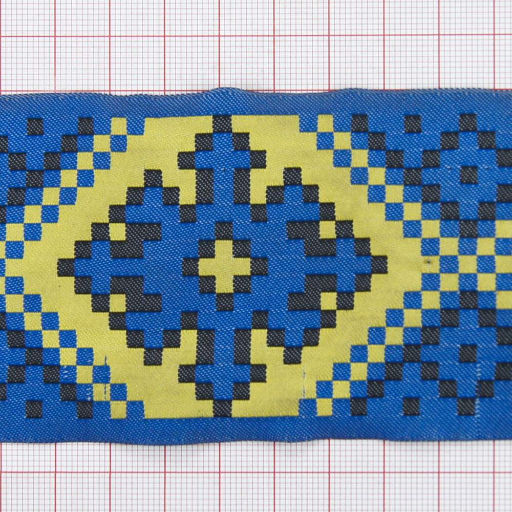 Тесьма декор. Патриот желто-синяя 6,5см 100м. Тесьма Разное