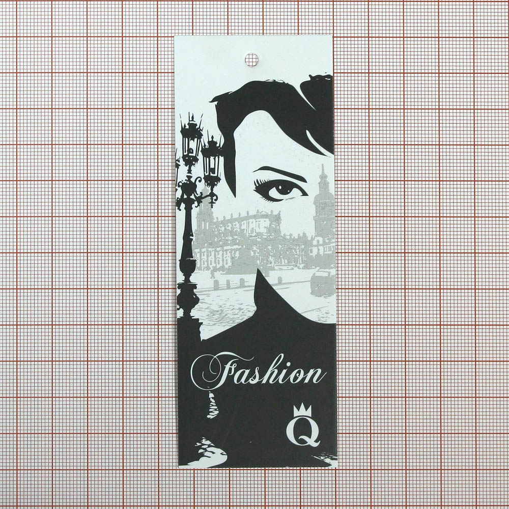 Этикетка бумажная Q fashion 45*120мм черно-белая, шт. Этикетка бумага