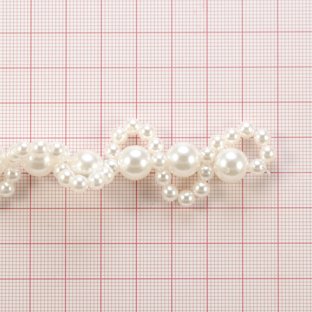 Перетяжка, жемчуг, 1,8*15см, белый, шт. Перетяжка металл со стразами