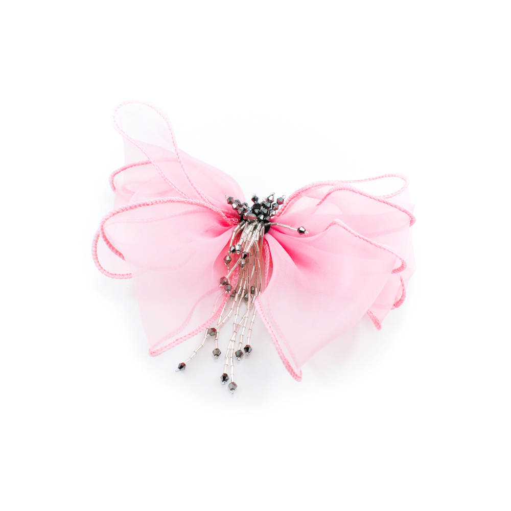 Аппликация декор Бант шифоновый 3 розовый 19*18см. Аппликации Пришивные Цветы Банты