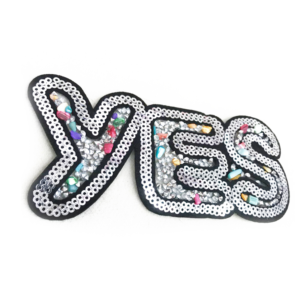 Аппликация клеевая пайетки YES 6*14см камни розовый, зеленый, голубой, красный, пайетки серебро, шт. Аппликации клеевые Пайетки