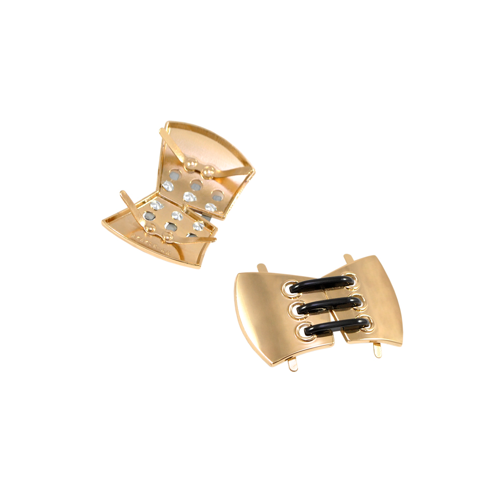 Краб металлический HY-В12828 Шнурки 55*35мм GOLD, черный, шт . Крабы Металл Геометрия