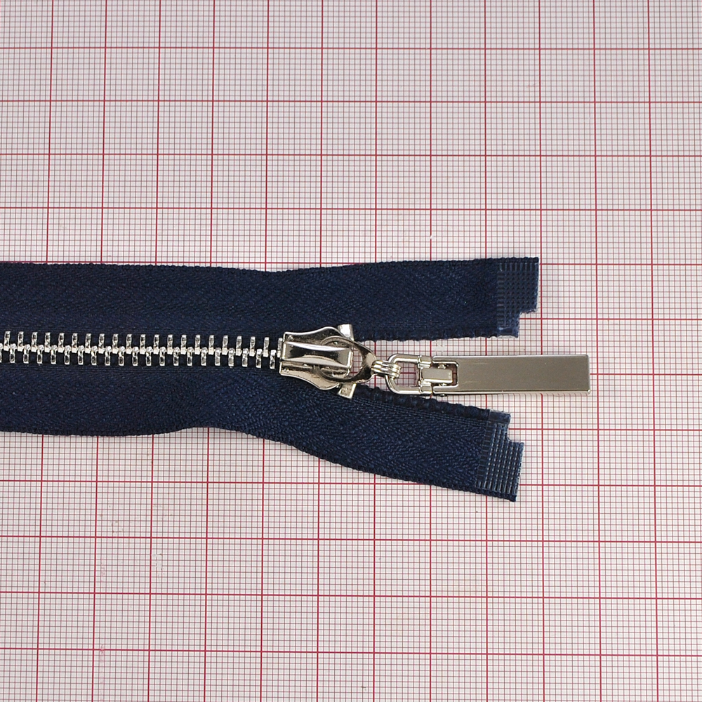 Змейка металлическая №5 85см О/Е NIKEL, синяя ткань, односторонняя, шт. Змейка Металл