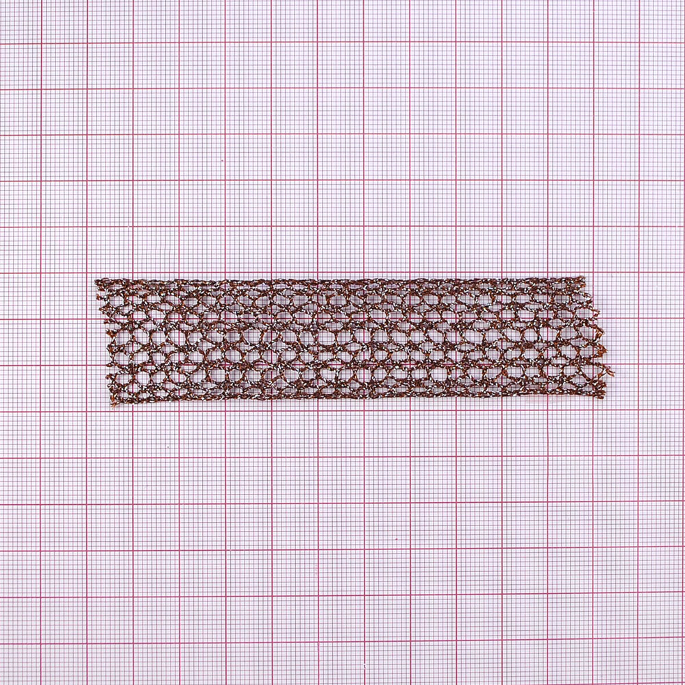 Тесьма Сеть мелкая с люрексом, 2,5см, коричневый, ярд. Тесьма