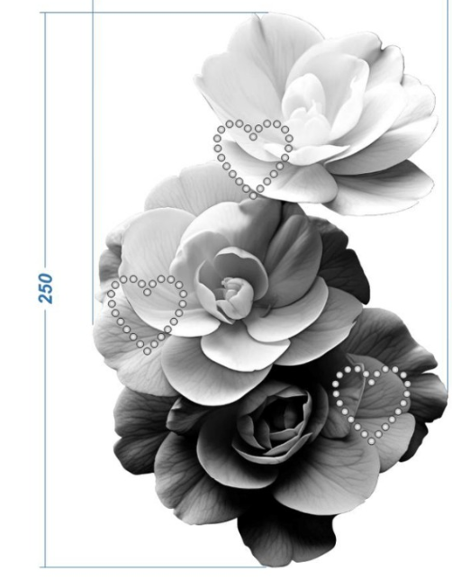 Аппликация композит, Цветы, 16*25см, термотрансфер DTF, SS10 24217, шт. Аппликация композит