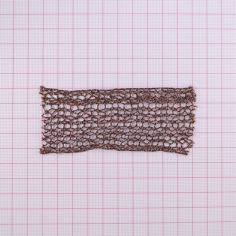 Тесьма Сеть мелкая с люрексом, 4см, коричневый, ярд. Тесьма