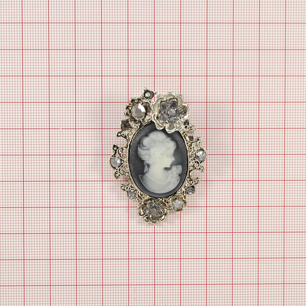 Брошь Елизавета old silver, серый, серые камни, шт . Броши