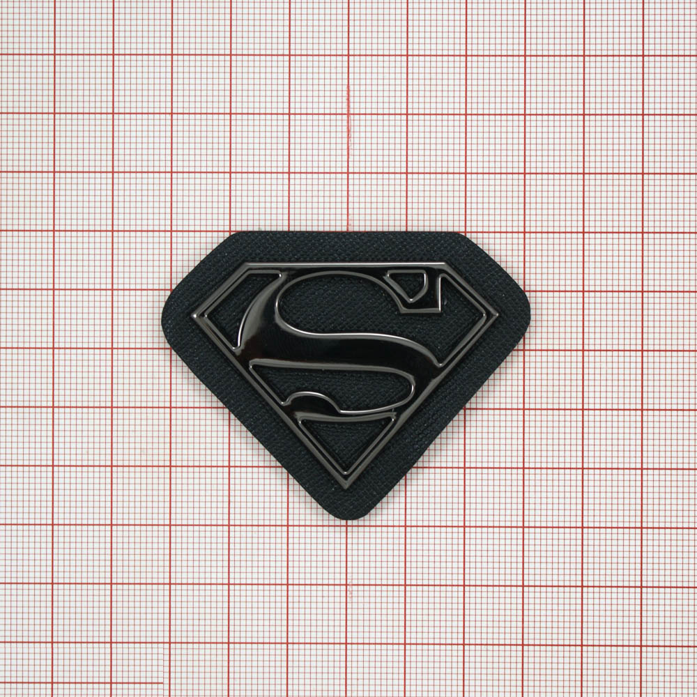Лейба полиуретан Superman Лого 4,8*6,2см черный, металл никель, шт. Лейба Кожзам