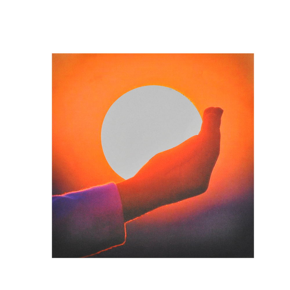 Термоаппликация светоотражающая Солнце в руке 20*20см, оранжевый,  фиолетовыйшт.. Аппликации клеевые Мех, флок, войлок