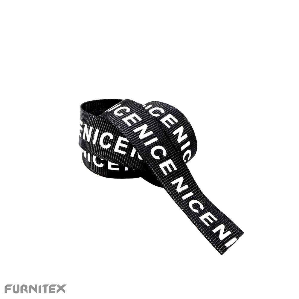 Тесьма репс. накат. NICE белая 1,5см черная, 100 ярдов . Тесьма