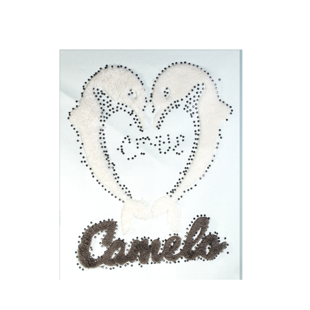 Термоаппликация тканевая со стразами Дельфины Camelo, 23*28см, желтый, коричневый, хематит, шт. Аппликации клеевые Тканевые