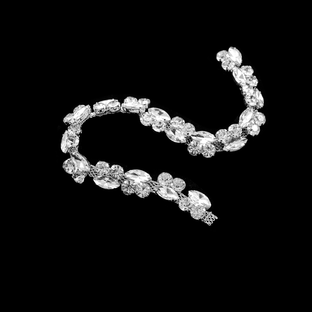 Тесьма стразы цепь,  1,0см, белый, ярд. Тесьма из страз