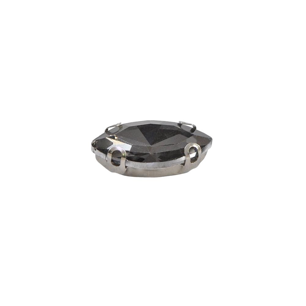 Стразы пришивные в металле, лодка, 9*18мм, hematite, шт. Стразы пришивные в металле