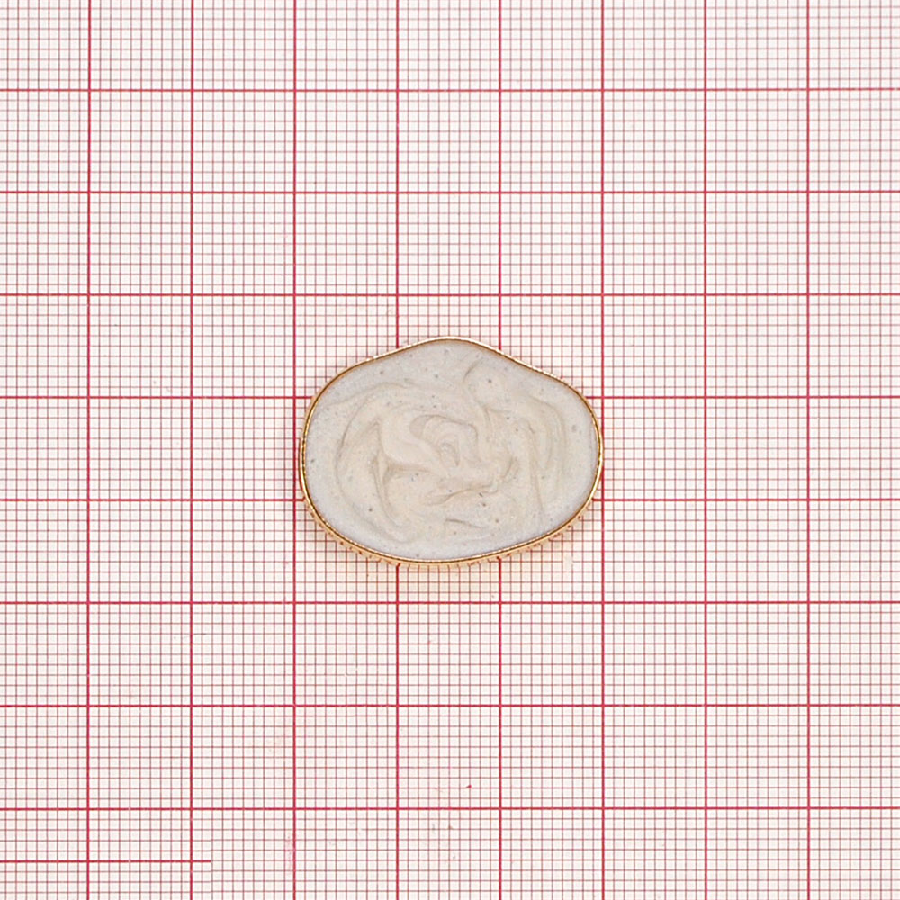 Кнопка металл овал с бортами, 30*24мм, золото и жемчуг, шт. . Кнопка металл