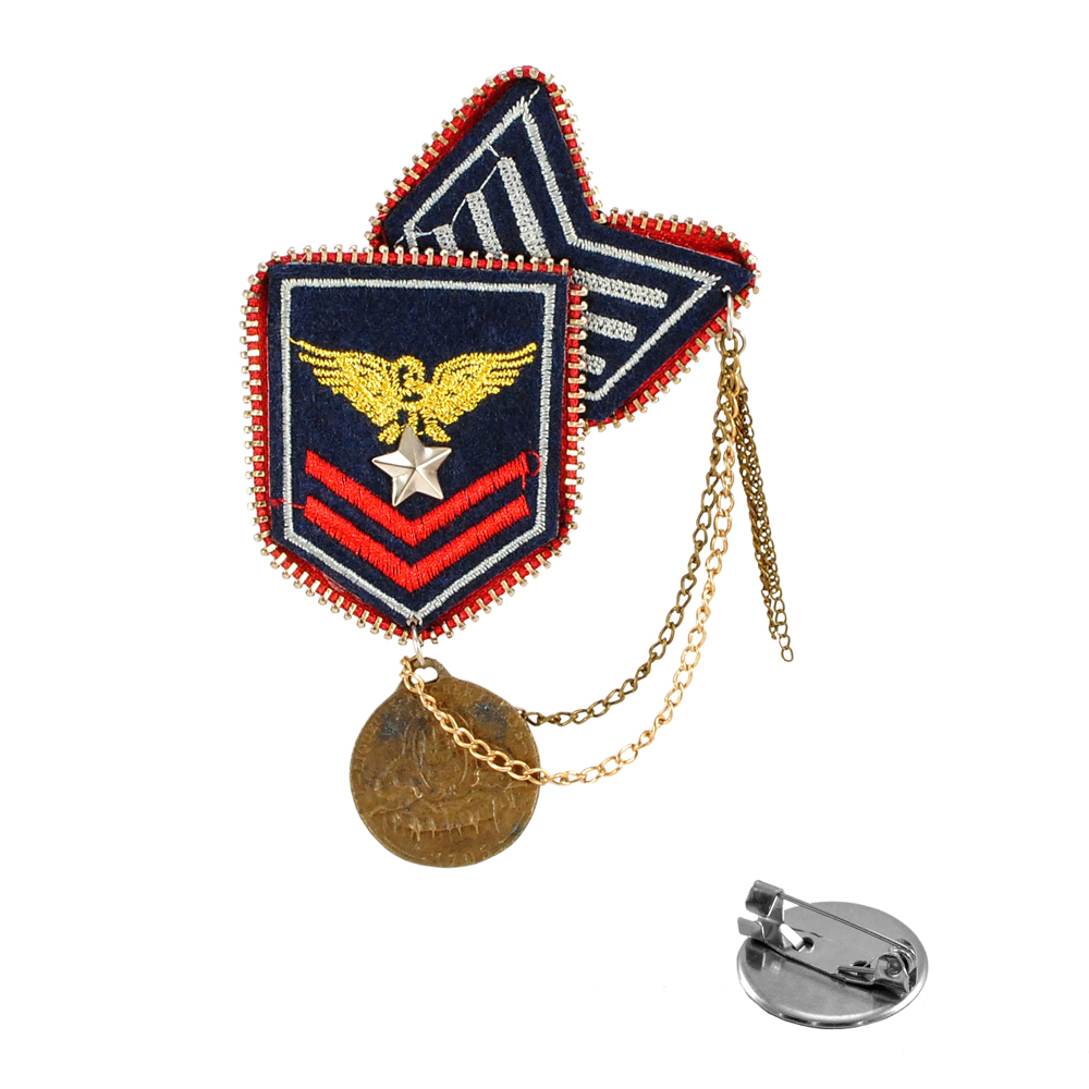 Брошь № 55 Медаль-орел и звезда, темно-синяя, золото, красная, подвеска ANT, шт. Броши