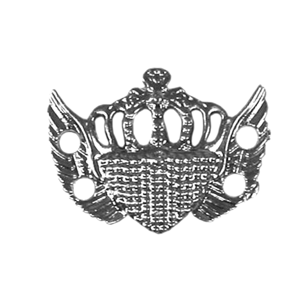 Лейба металл Корона с крыльями 17*13мм пришивная, NIKEL. Лейба Металл