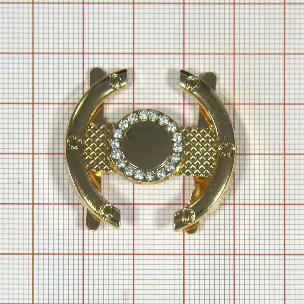 Краб металл Мостики 34*33мм GOLD, белые камни, шт. Крабы Металл Геометрия Декор