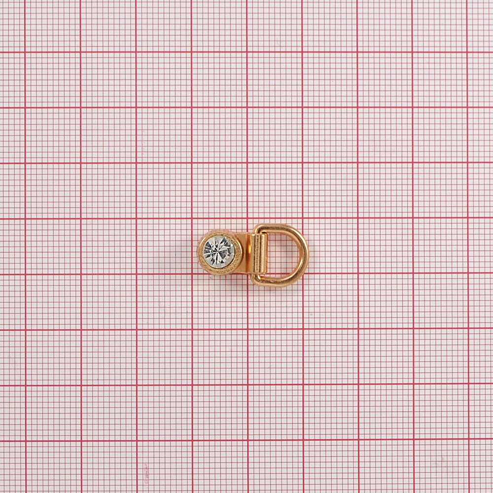 Петля обувная металл с хольнитеном, 2.1*1.2см, золото, белый камень (без заклепки в комплекте), шт. Петля обувная