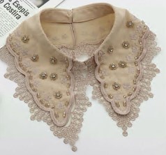 Воротник ажурный с камнями и декором, бежевый, светло-розовый, шт. Воротники