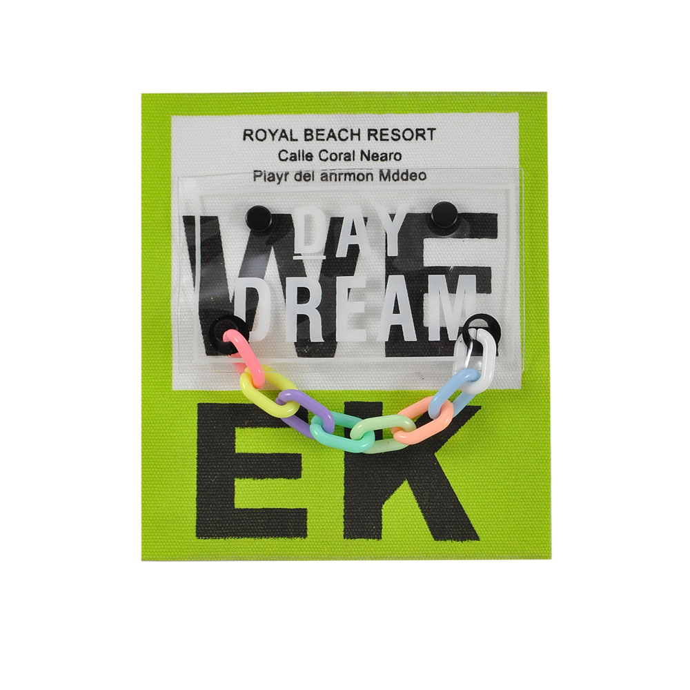 Лейба клеенка с радужной цепочкой DAY DREAM, 9*10,5 см, белый, черный, салатовый, шт. Лейба Клеенка