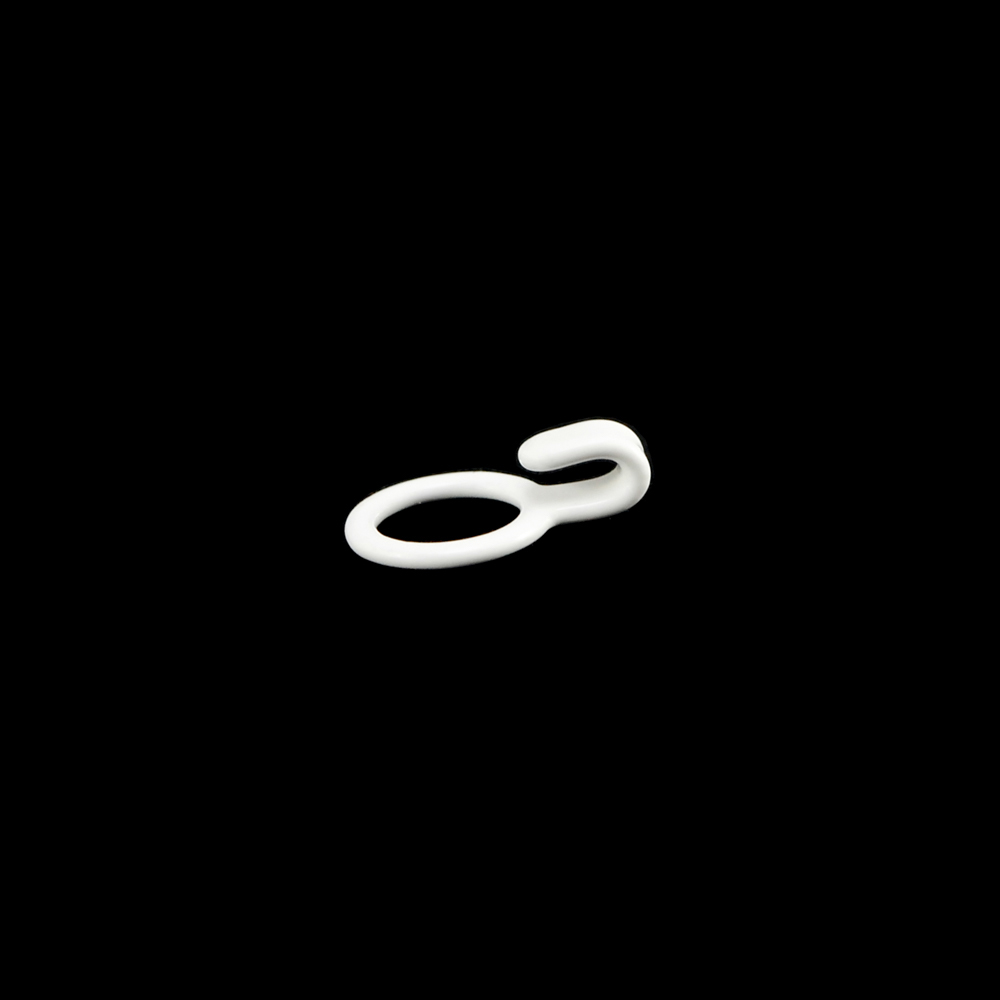 Крючок бельевой металл Кольцо, 8мм (внутр.), 11,2мм (внешн.), длина 16,3мм, белый, 1т.шт, уп. Крючок бельевой