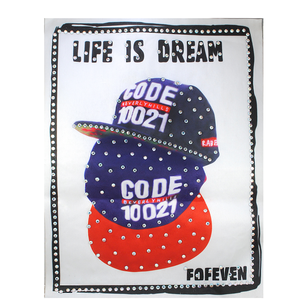 Термоаппликация тканевая Кепки со стразами, цветная, шт. Аппликации клеевые Тканевые