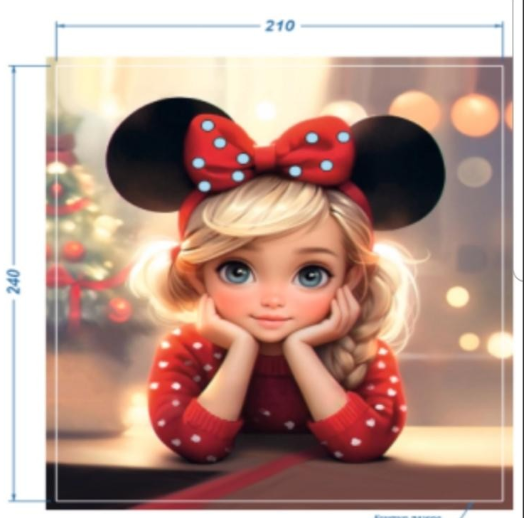 Аппликация композит, Девочка с ушками, 21*24см, королевский атлас, сублимация, лазер, SS30 32601, шт. Аппликация композит