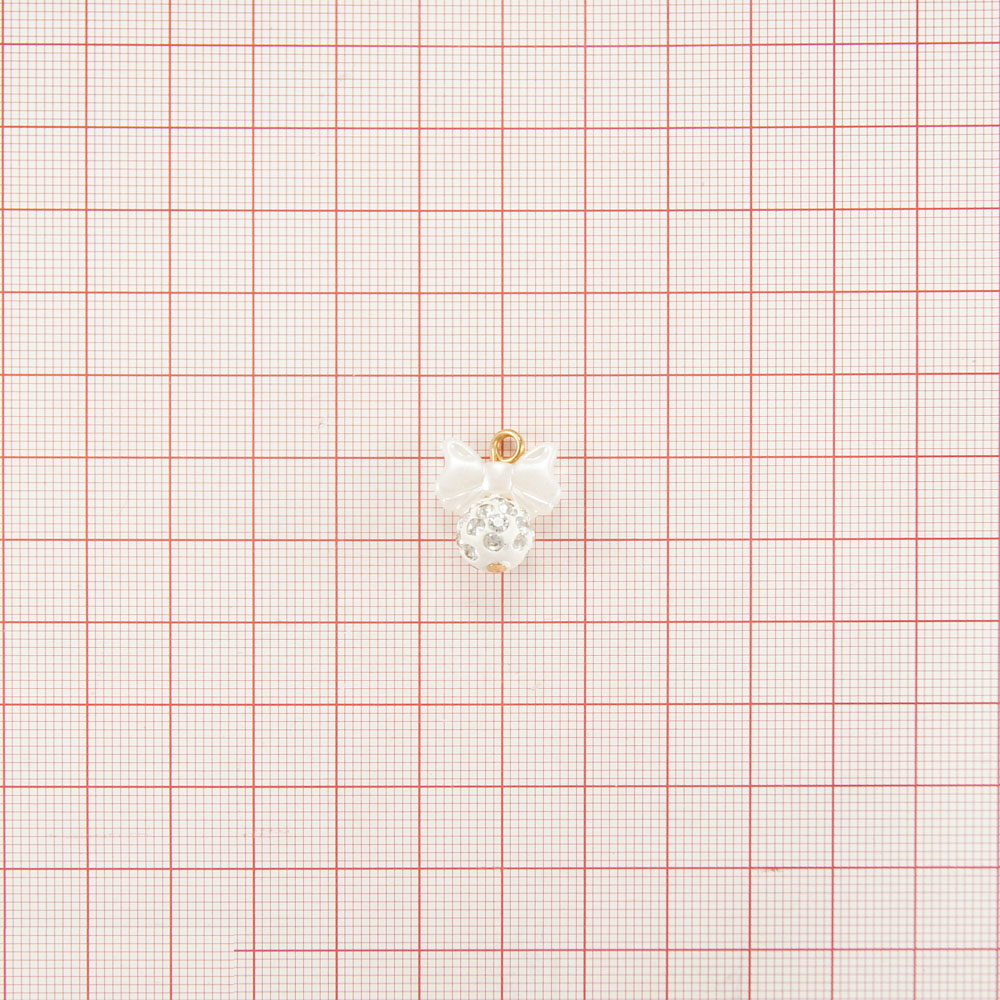 Подвеска Фонарик 15*18мм бусина в стразах, бантик, GOLD, шт. Подвески