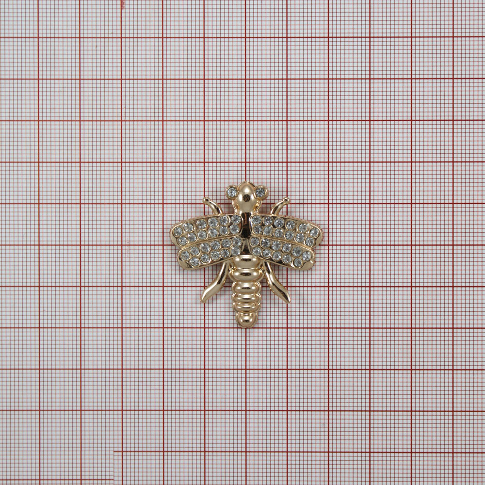 Краб металл Жук в белых камнях 46*46, золото, белые камни, шт. Крабы Металл Цветы, Жуки