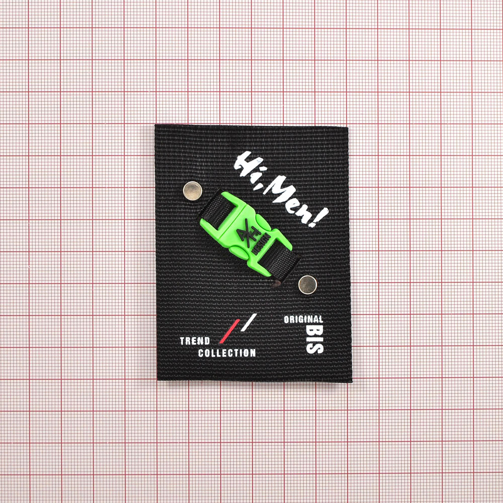 Лейба тканевая с хольнитенами Hi Men!, 6*8см, черный, белый, зеленый, шт. Лейба Ткань