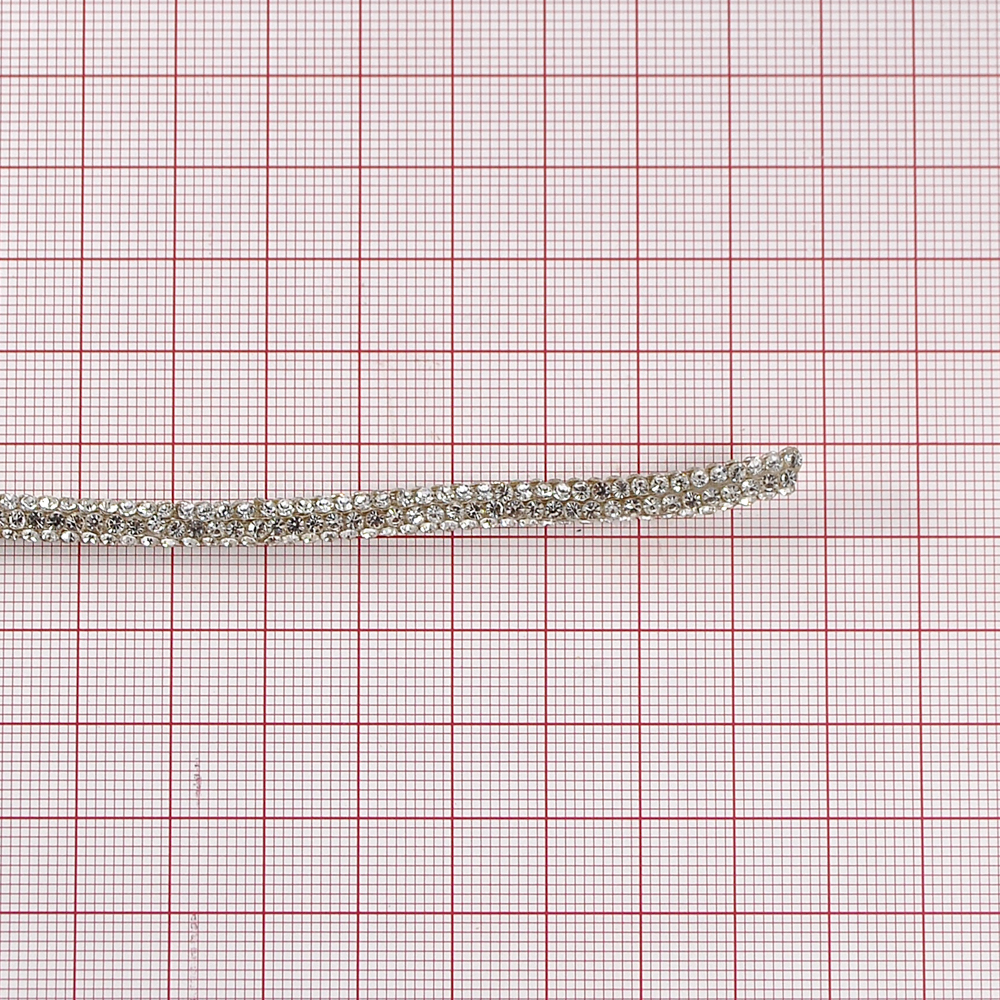 Шнур со стразами, SS6 (класс А), 0,5 см, белый, ярд. Тесьма из страз