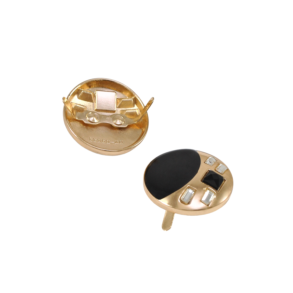 Краб металлический Плеер 30мм GOLD, черный, 4 белых камня,1 квадратный черный камень, шт. Крабы Металл Геометрия