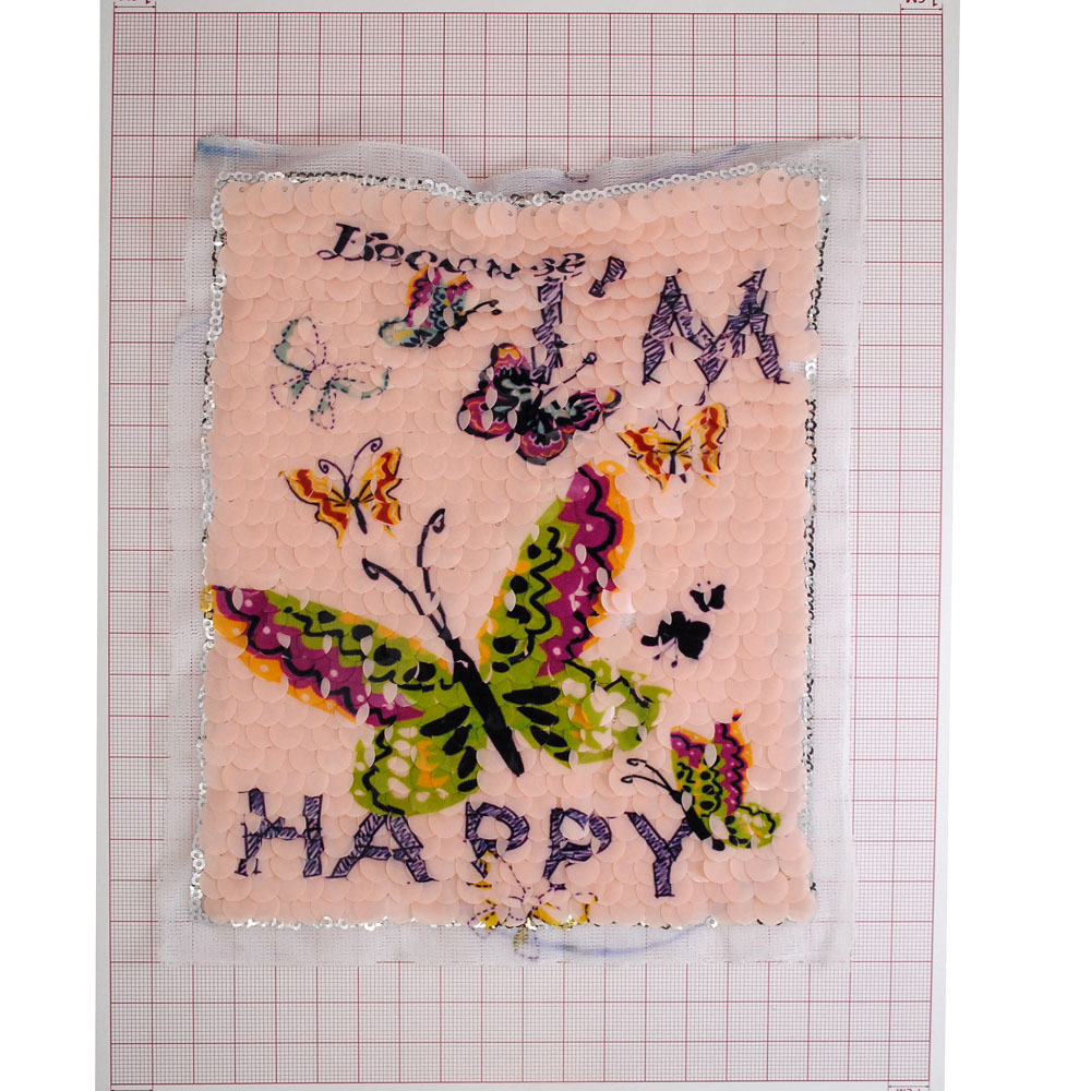 Аппликация пришивная пайетки Because I'M HAPPY 20*16см цветной, шт. Аппликации Пришивные Пайетки