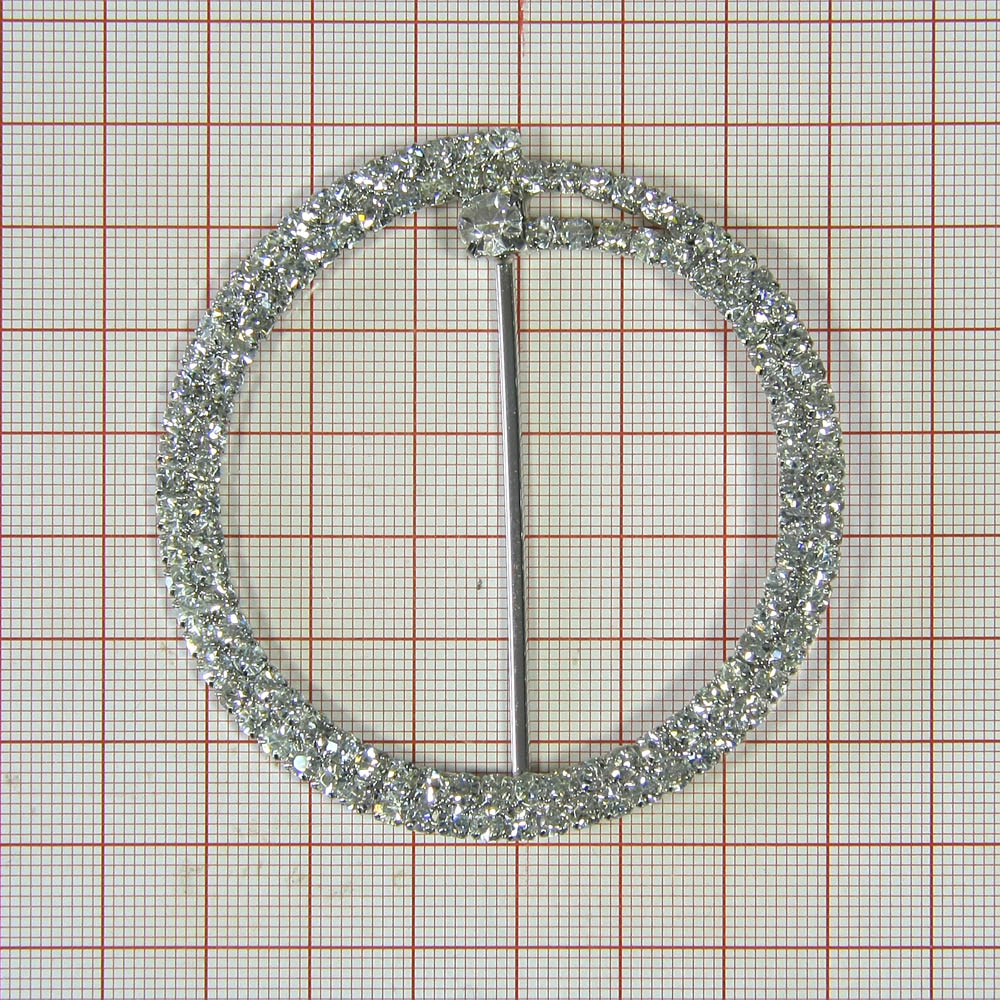 Украшение стеклянное 7064 NIK круг 5см 118 мелких камня двойным завитком, 1крупный серый камень, шт. Перетяжка металл со стразами