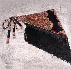Платок с бахромой, черный, красный, белый, шт. Украшения