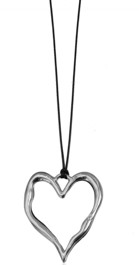 Украшение на шнуре Сердце, 102см, серебро, черный, шт. Украшения