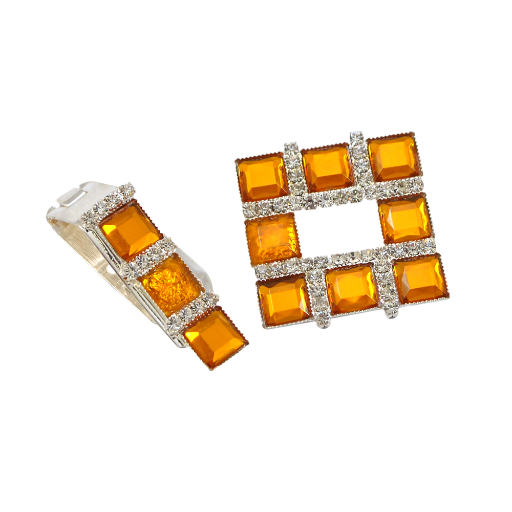 Клипса шубная ХР-1388-2 /квадрат 3*3см/ nik, квадратные янтарные камни, шт. Клипсы шубные, крючки