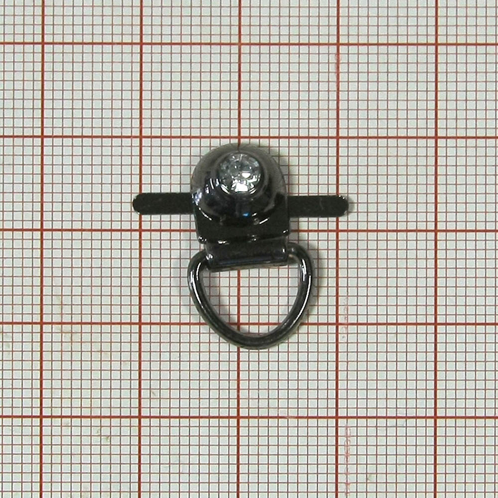 Краб металл петля обувная с камнем 2,2см, BLACK NIKEL, шт. Крабы Металл Геометрия Декор