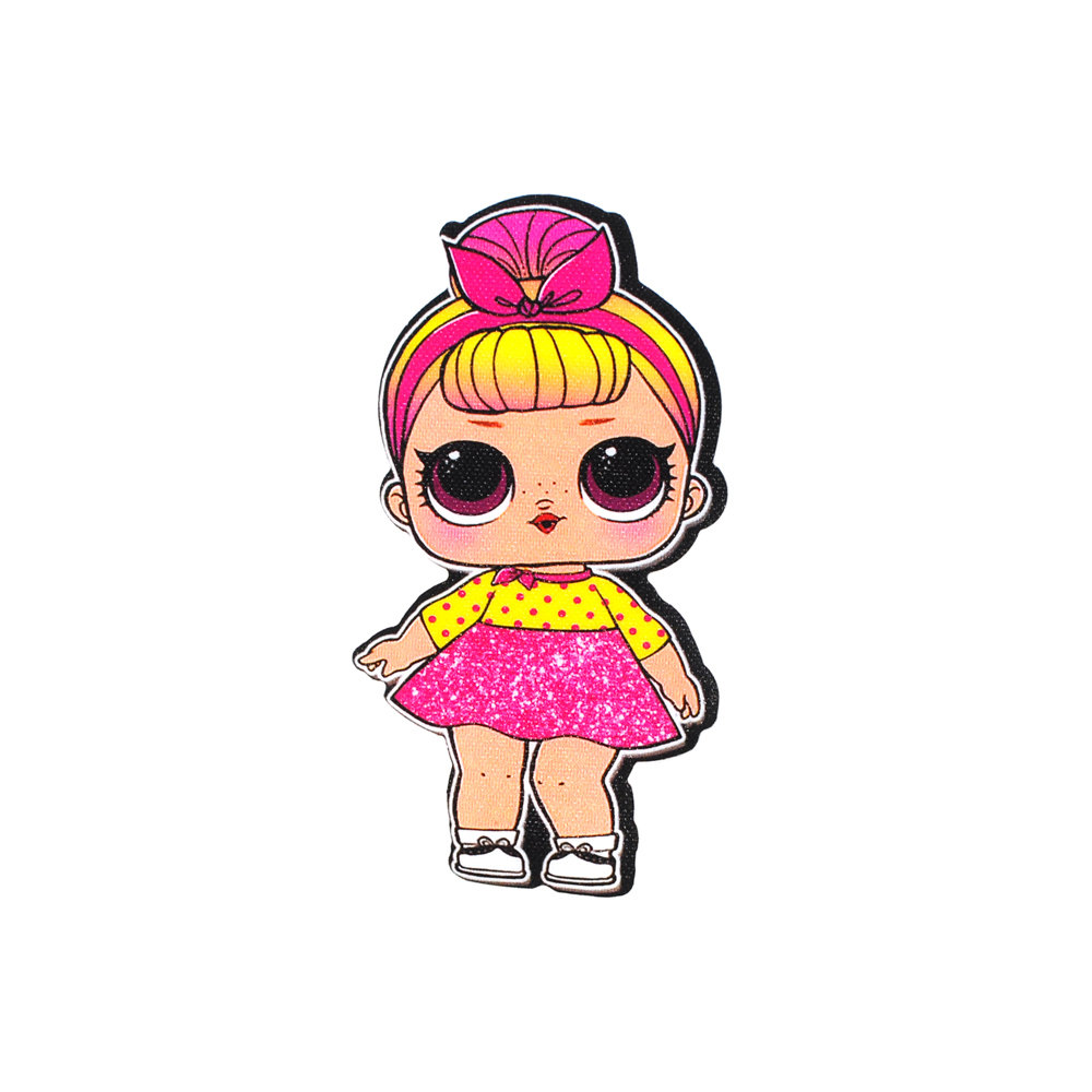 Нашивка глиттер Кукла L.O.L. (Сестренка) 15.5*8.5см желто-розовая, шт. Нашивка Глиттер