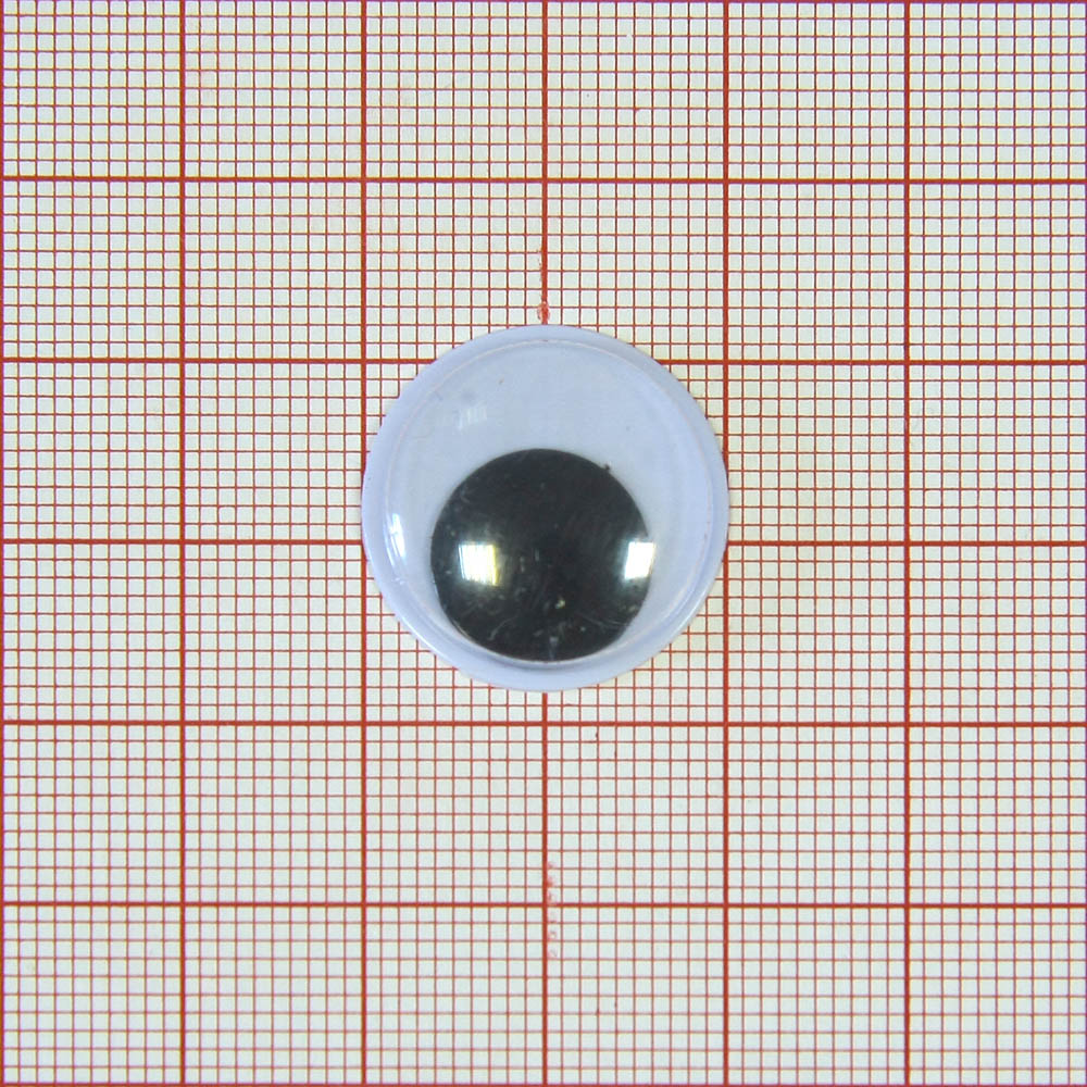 Глаз MR-20, круглый, белый, черный подвижный зрачок, 1тыс.шт. Глазики MR