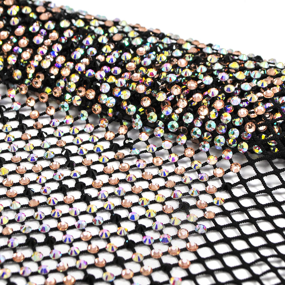 Сеть со стразами SS16, 40*40см черный, crystal AB, jet black, SM. Topaz, шт. Сеть со стразами