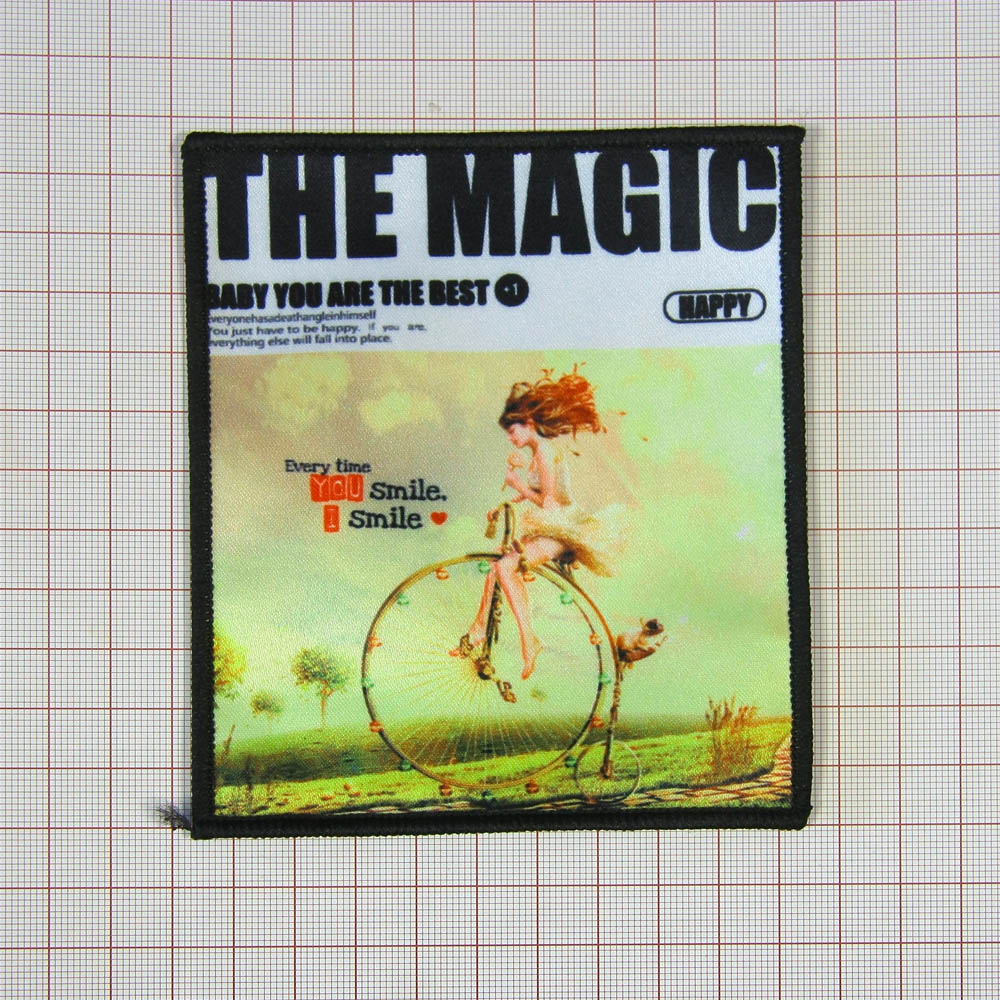 Нашивка тканевая Magic вело-девочка 10*11,5см цветной рисунок, черный текст и рамка, шт. Нашивка Ткань