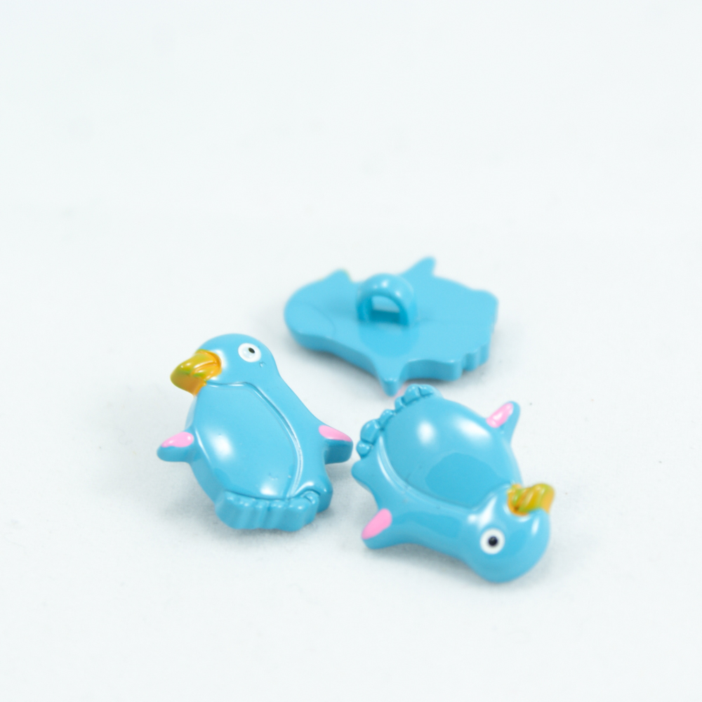 Пуговица детская CD-087 Пингвин голубой 17,8мм, шт. Пуговица Детская