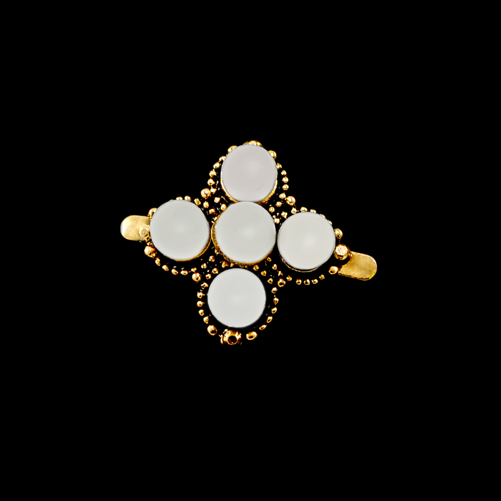 Краб Камни в металле Крест 22*22мм antique brass, белый жемчуг, шт. Крабы Металл Геометрия Декор