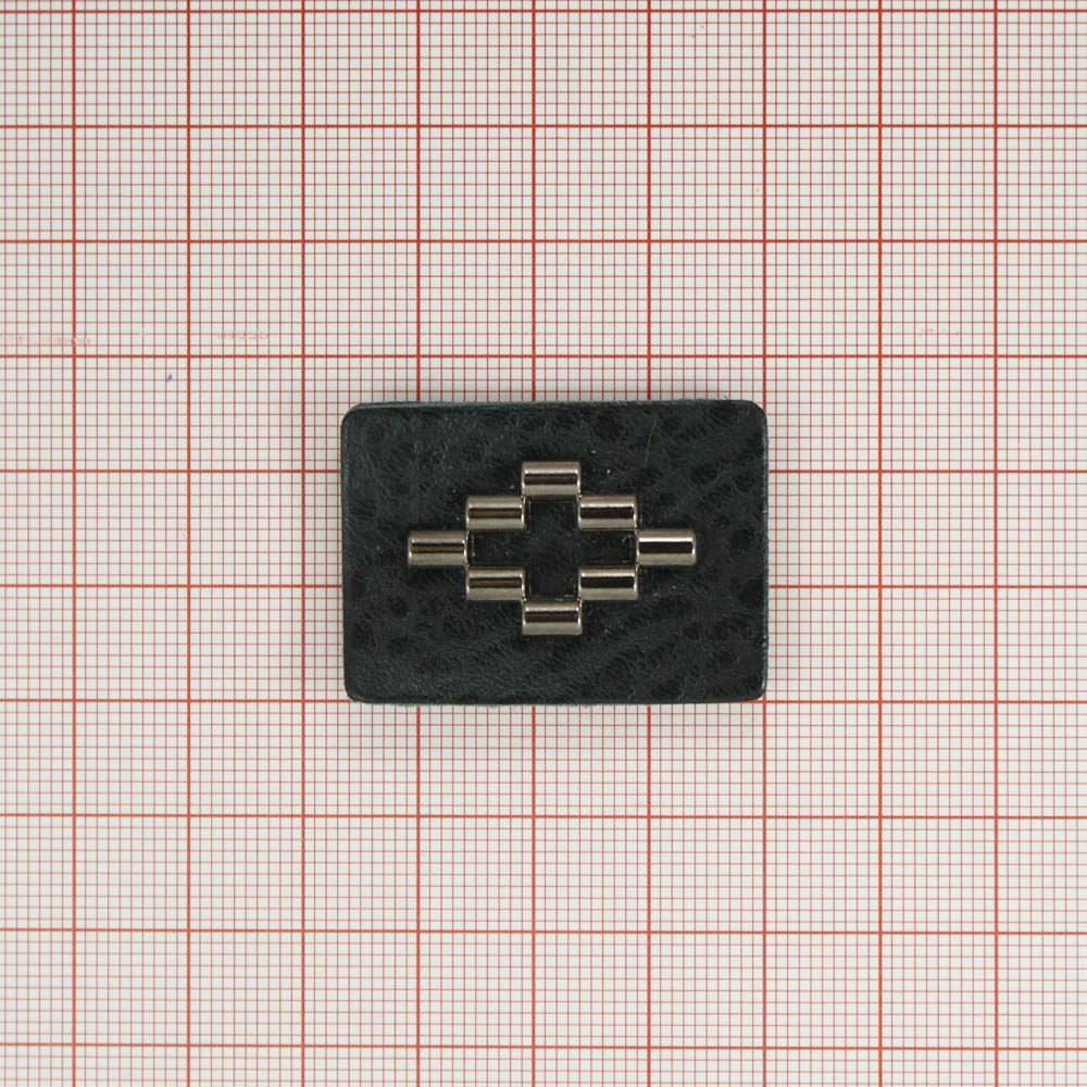 Лейба п/у и металл шахматка 35*25мм, черная, блек никель. Лейба Кожзам