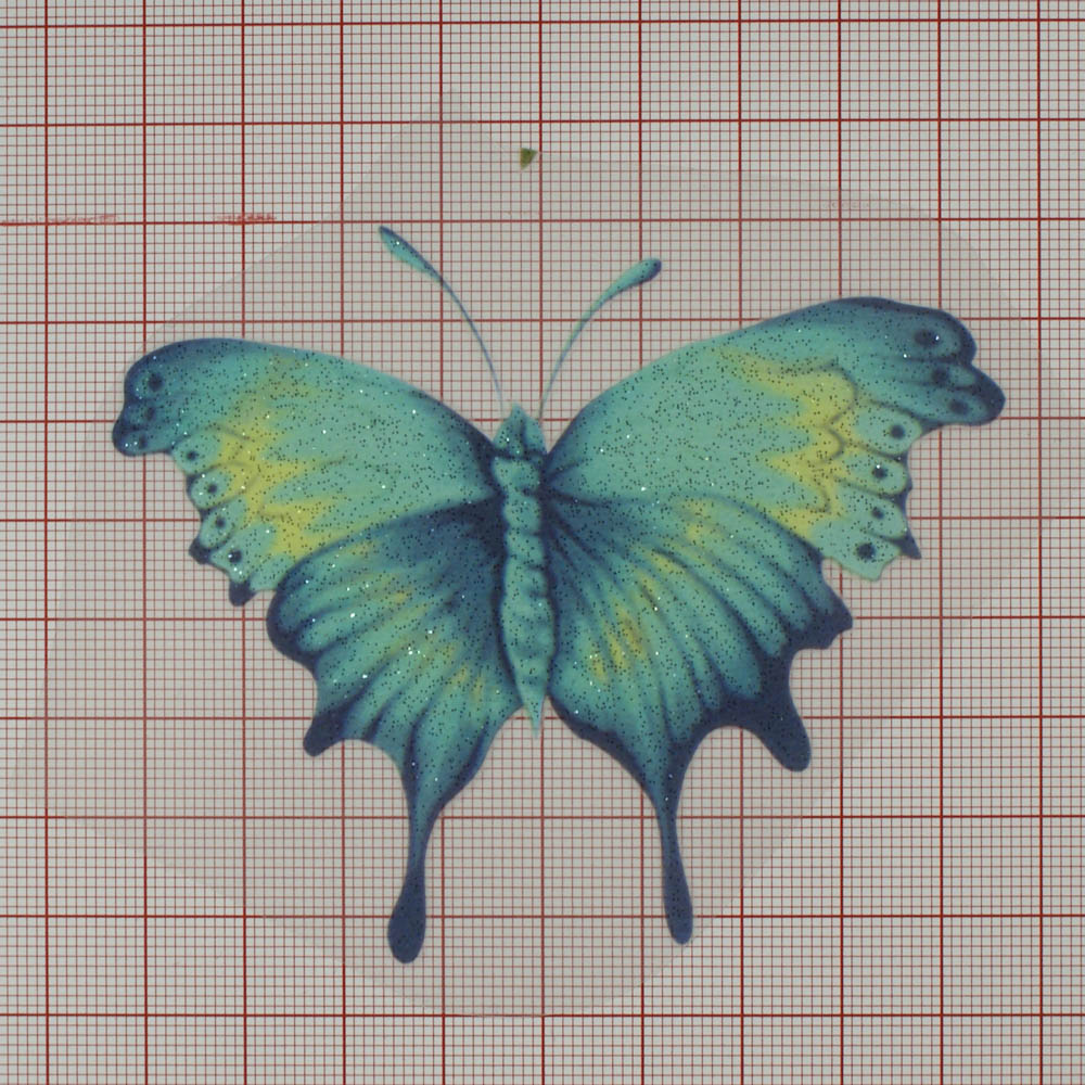 Термоаппликация Бабочка Светло-зеленая 9*8см, цветная, шт. Термоаппликации Накатанный рисунок