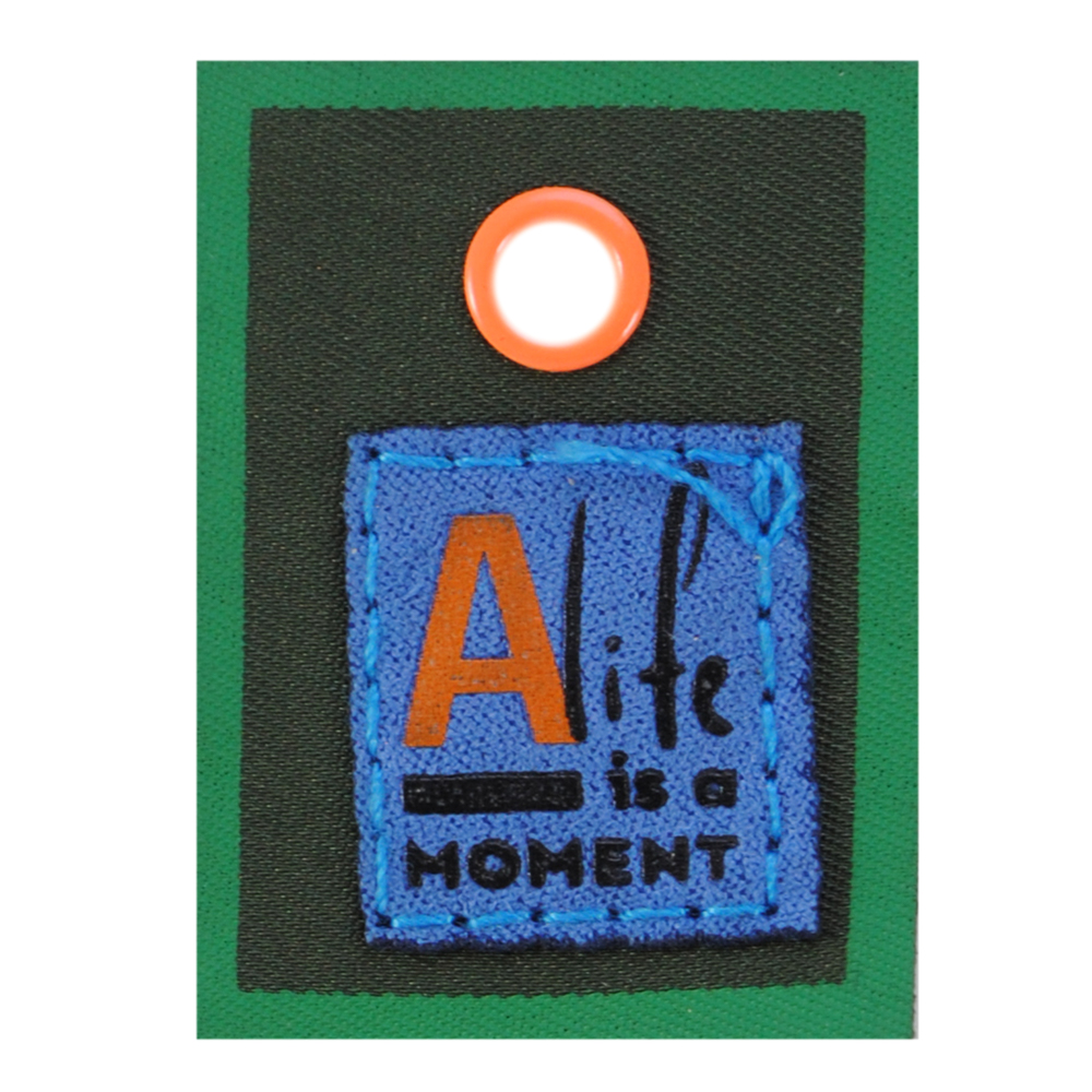 Лейба ткань A life is a moment, блочка оранж., 4.7*3.4см, син., зел.,оранж., черн., шт. Лейба Ткань